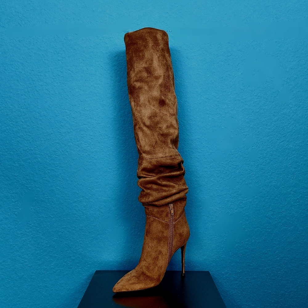 🆕️🍁🌻 JEFFREY CAMPBELL Pilla Scrunched Boots in Brown Suede // (NWT) - Picture 8 of 13